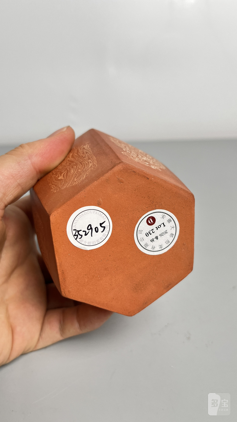 清早期 紫砂六棱茶叶罐 - 图6